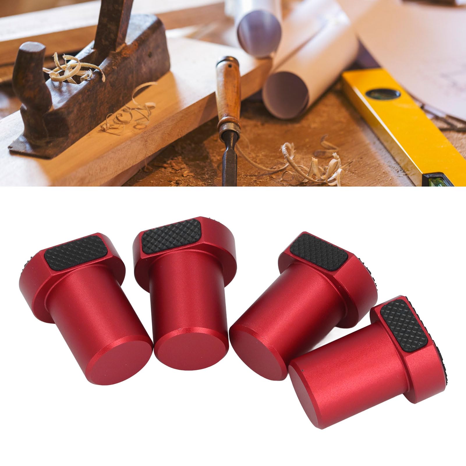 Alomejor Chiens D'établi Antidérapants en Alliage D'aluminium pour Bloc de Limite de Trou D'établi de Travail du Bois, Arrêt de Table 4 Pièces de 20 Mm pour Table de Travail du Bois, adapté à la de