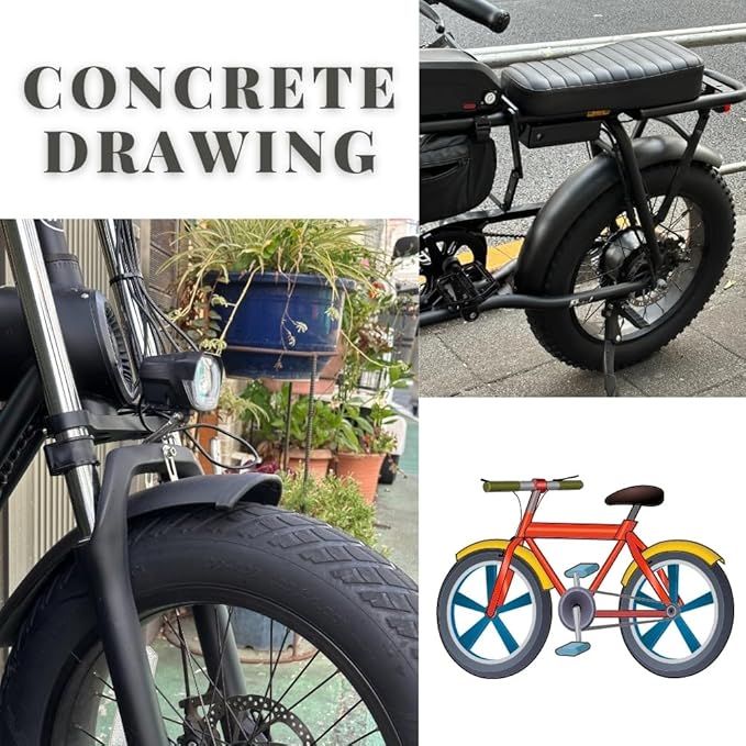 Juego de guardabarros delantero y trasero para bicicleta fat tire 20"-26" Negro miniatura 3