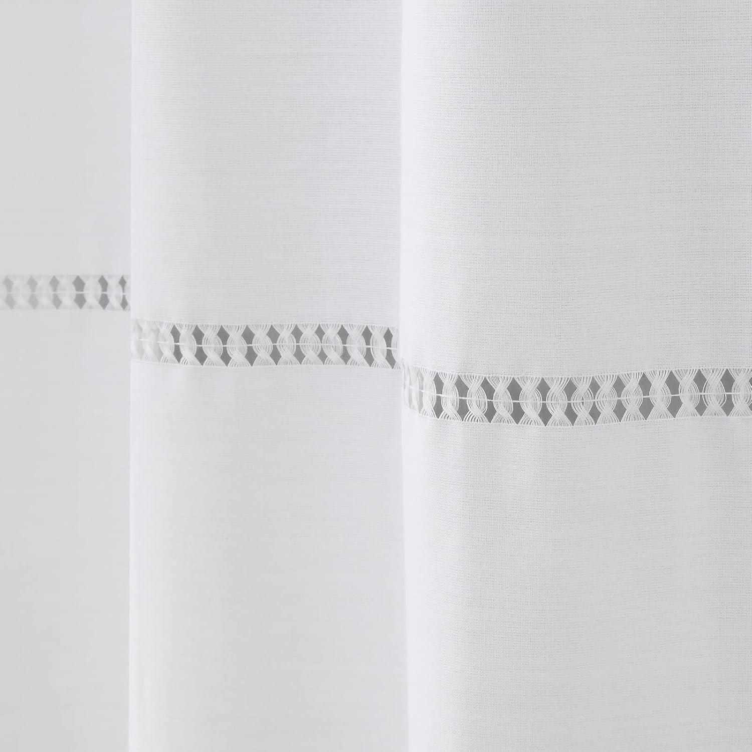 Sharih Tassel Farmhouse Boho Fabric Hand-Drawworked Embroidery Shower Curtains for Bathroom,Modern Decoratived Solid Spa Hotel Fringe Bathroom Curtains,72" W x Extra 84" L