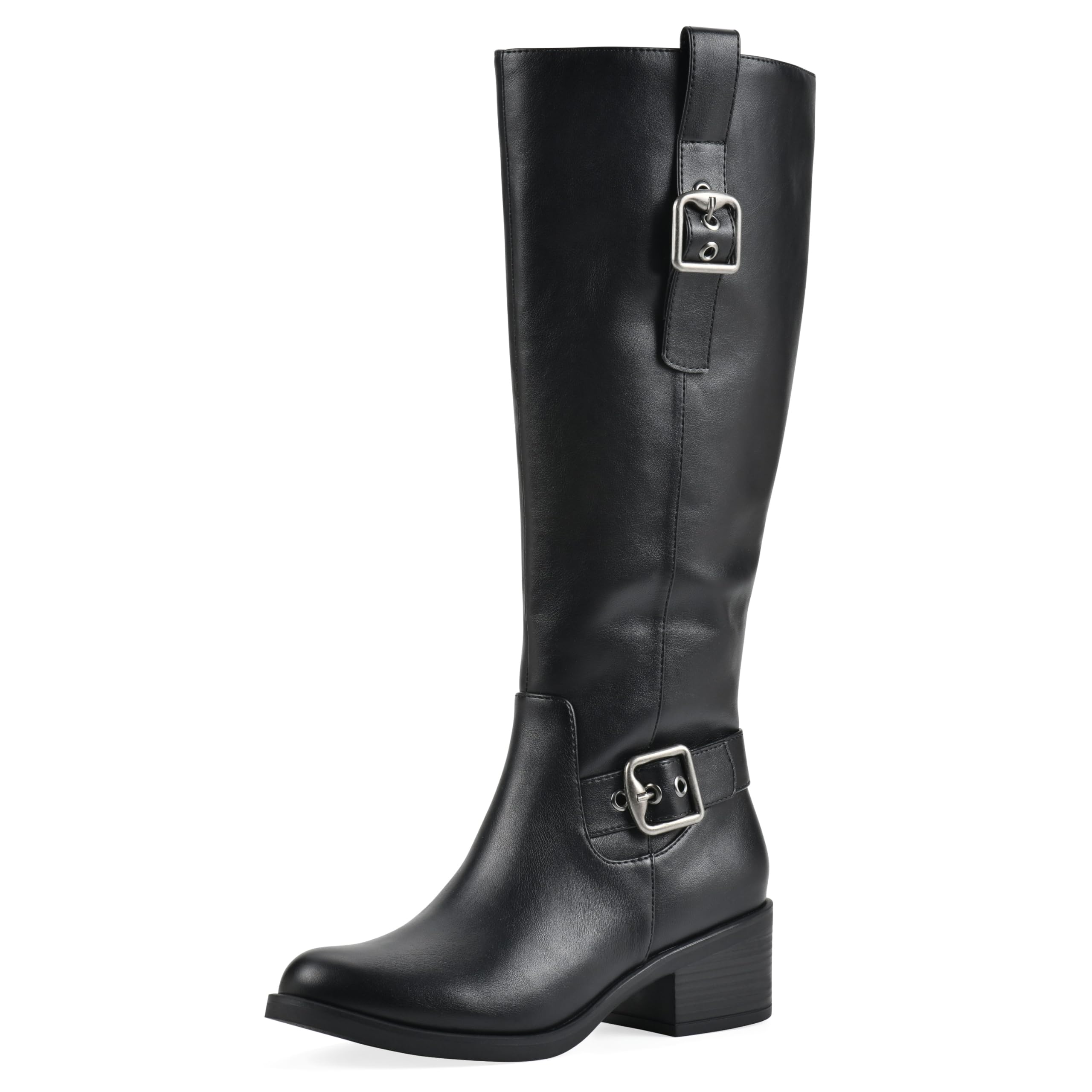White Mountain Womens Calzone Block Heel Tall Shaft Riding Boot