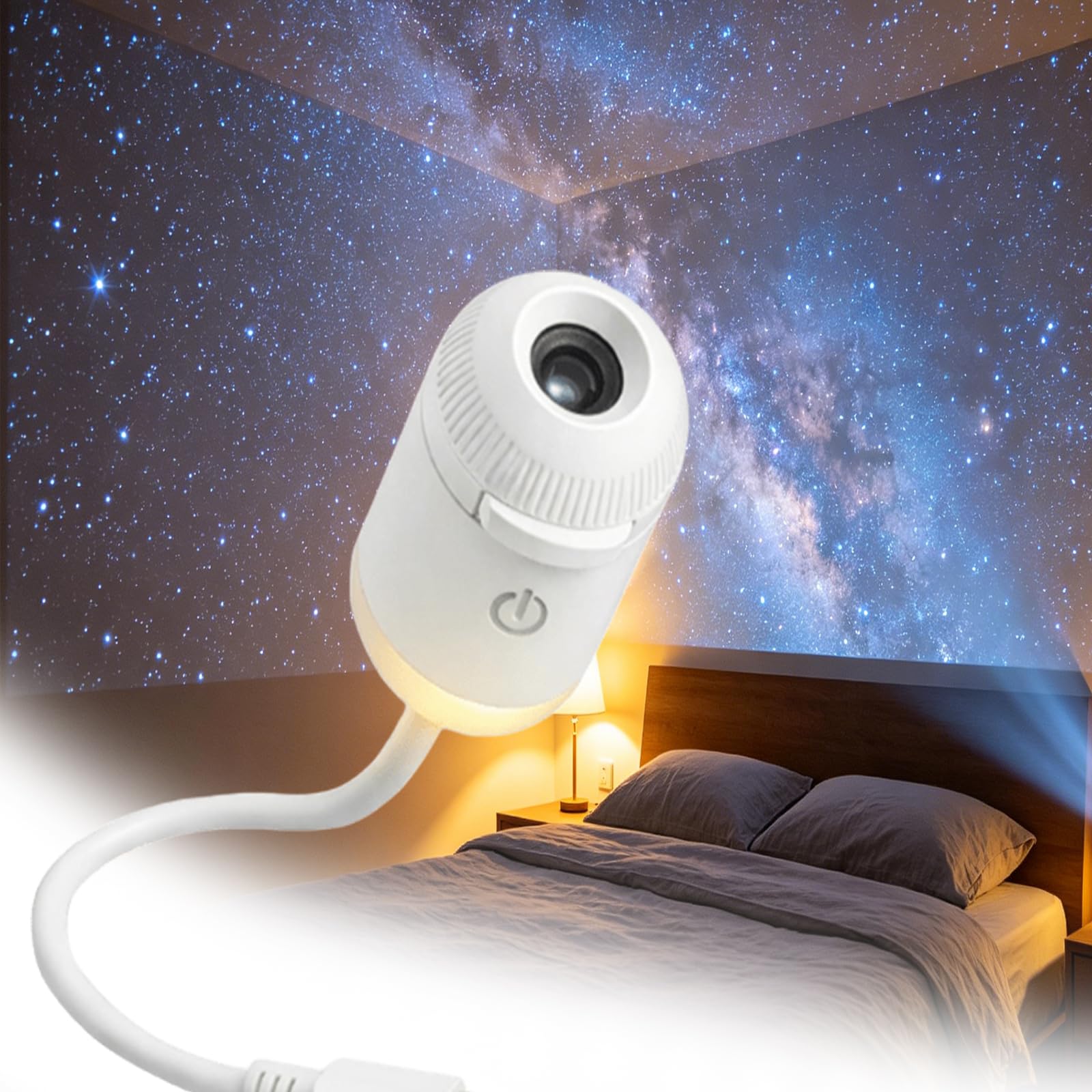 2-in-1 Galaxy Projector Night Light, with 12 Sliding Projection Films, Adjustable Brightness 360° Rotating and USB Power for Car and Bedroom Decoration 24PCS