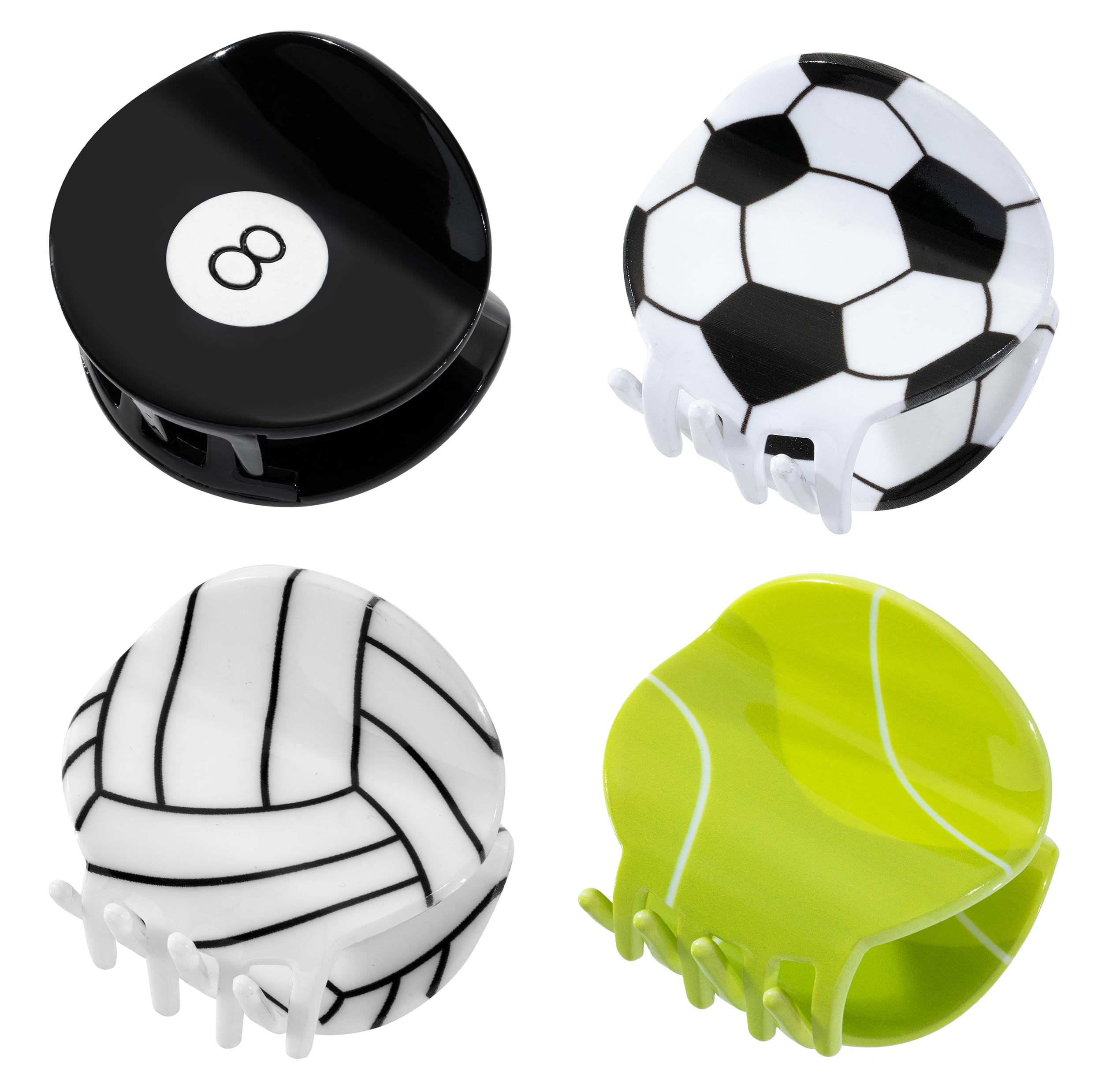 Sport-Haarklammer, Fußball-Haarklammern, Fußball, Billard, Tennis, Baseball, Acryl, Haarspangen für Damen, mittlere Haarklammern für dickes und dünnes Haar (Billard), 4 Stück