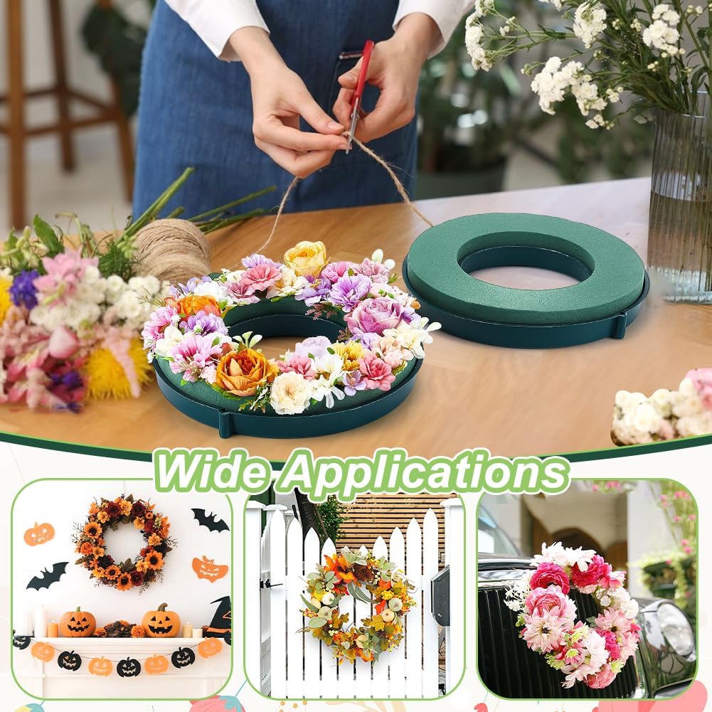 INTERWARM 5Pcs Flower Foam Rings, 9.84Inch Foam Mud Block Ring Artificial Floral Arrangement Mud Ring Wet Florist Wedding Car Decor for Valentine's Day Wedding Birthdays Home Table Centerpiece