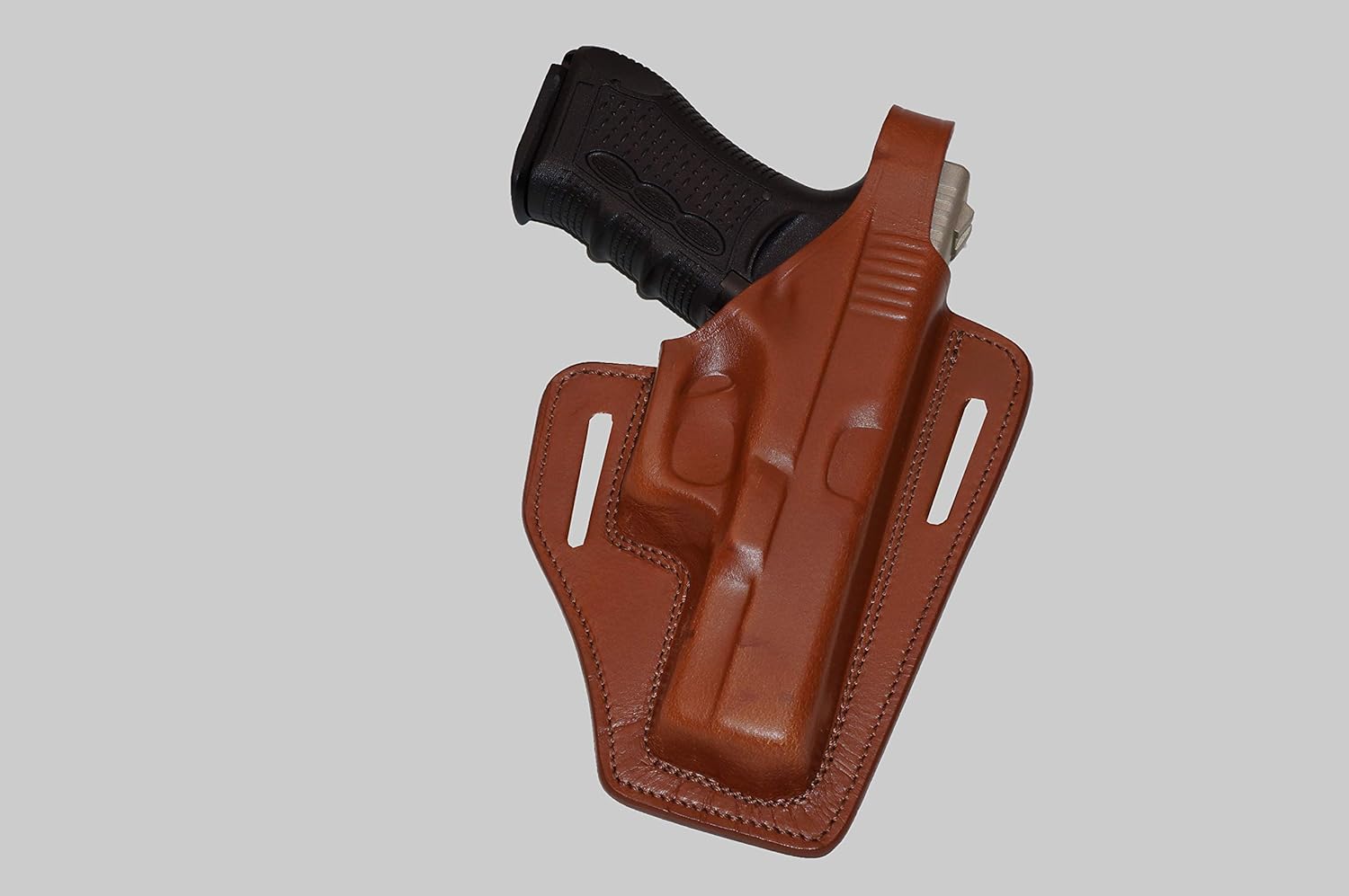 Brown Pancake Leather Holster with Thumb Break for Glock 19 & 23, RH & Double Magazine Pouch by ALIS