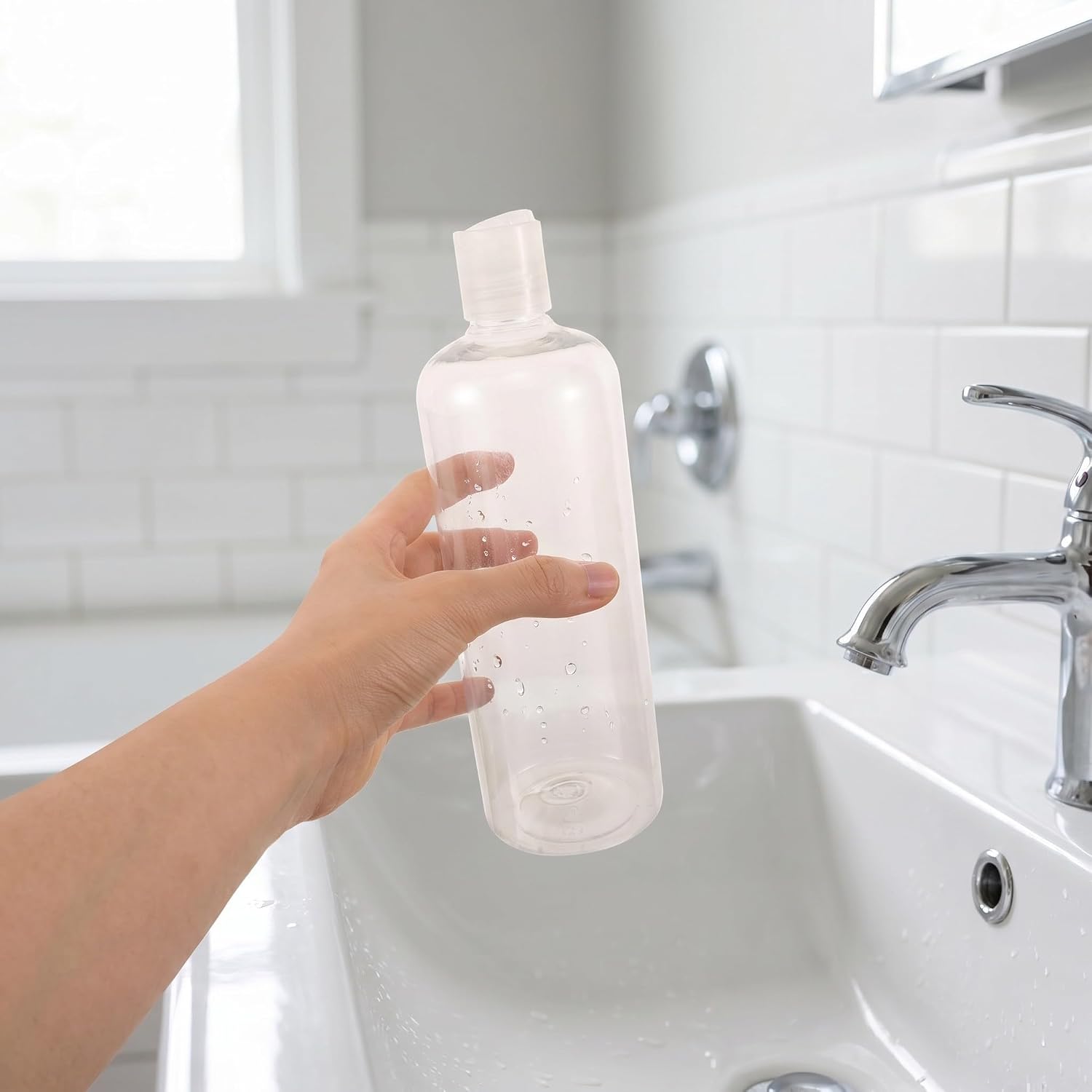 10pcs Refillable Plastic Squeeze Bottles 500ml Lightweight Pet Dispenser with Disc Cap for Skincare and Shampoo Travel Bag Bathroom Use