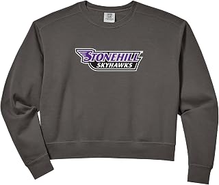 Womens Stonehill College Skyhawks Text Logo Comfort Colors Crop Sweatshirt