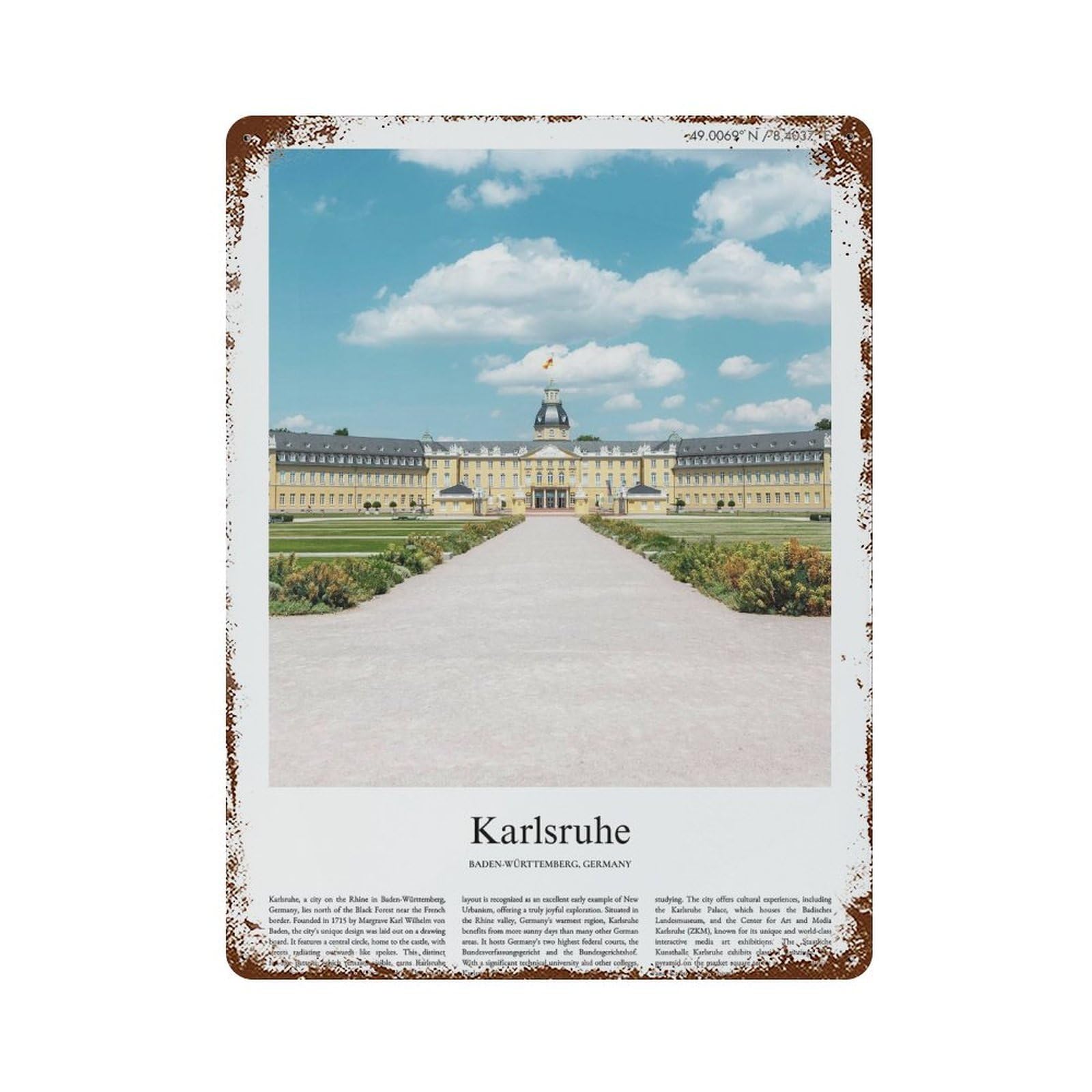 xiaoxiaoshen Karlsruhe Baden-württemberg, Germany City Scenery Wall Decor Art Metal Tin Poster Modern Home Decor Art Home Bar Shop Decorations Vintage Sign 40x30cm