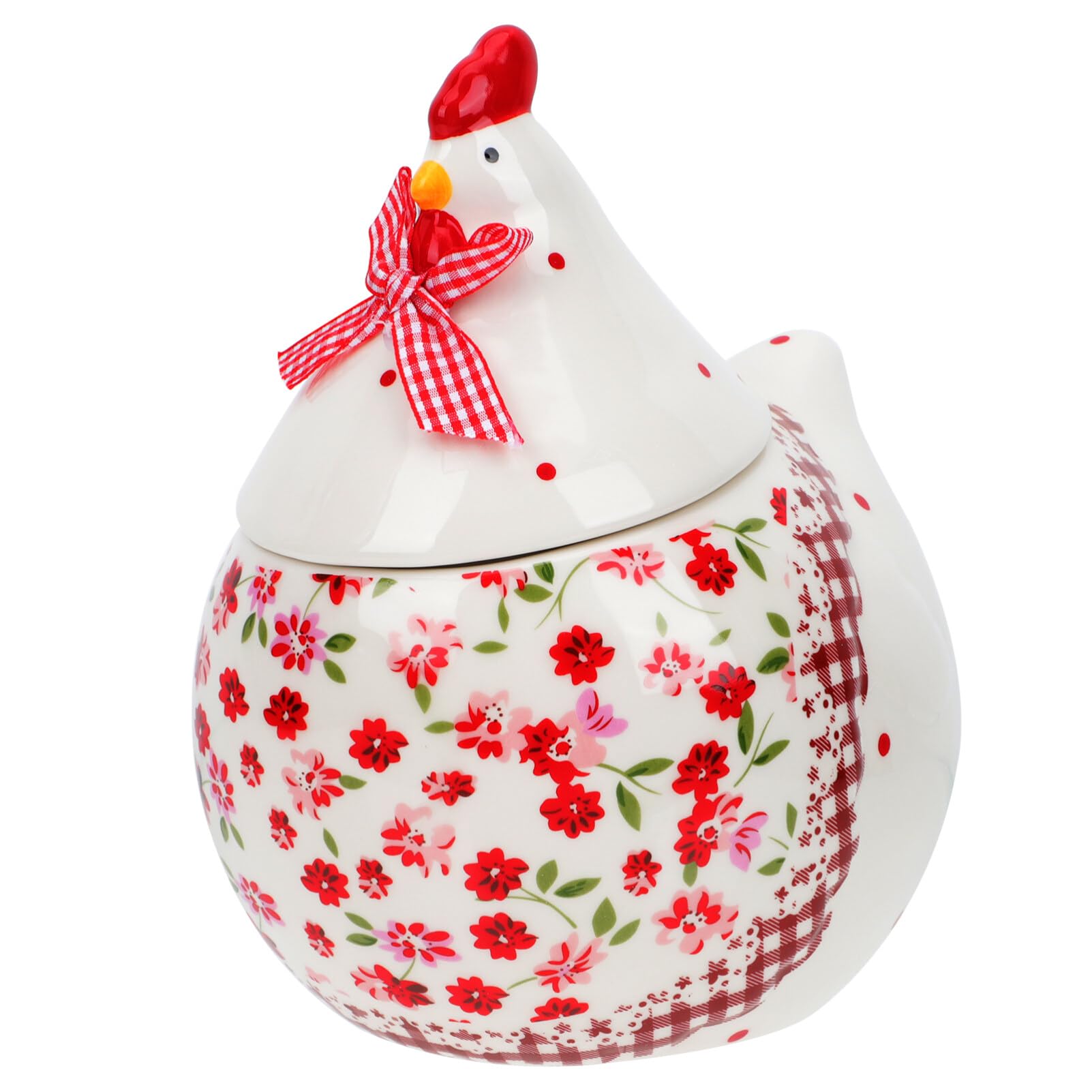 WRITWAA Chicken Cookie Jar Easter Ceramic Hen Shape Storage, Cute Rooster Cookie Jar Can Storage Container for Easter Cookies, Candy, Snacks, Crackers, Chips, White