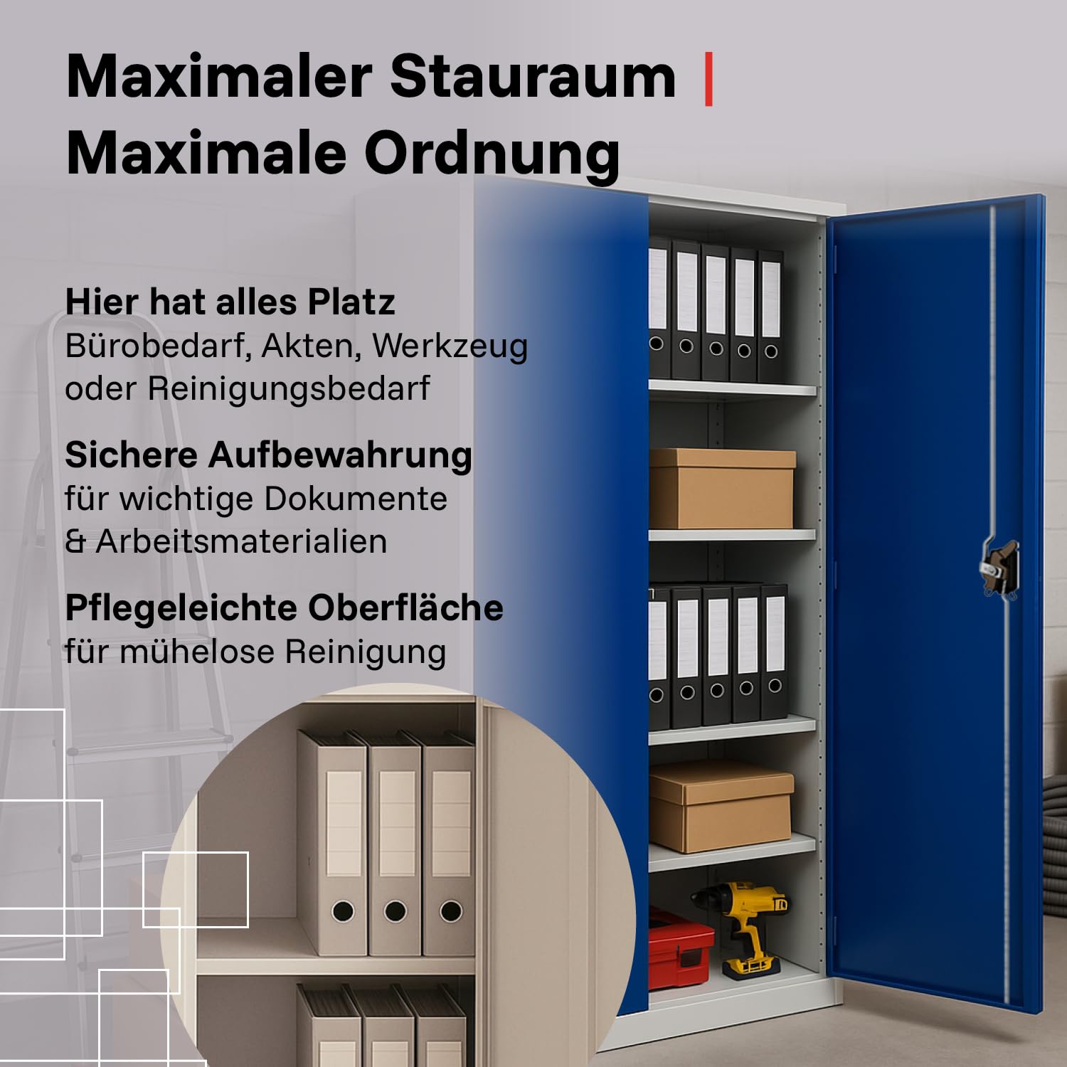 LagerZwei Mehrzweckschrank 195x100x50cm I Metallschrank, 4 Fachböden I Großer Aktenschrank, abschließbar I Robuster Allzweckschrank als Werkstattschrank & Büroschrank I Stahlschrank anthrazit