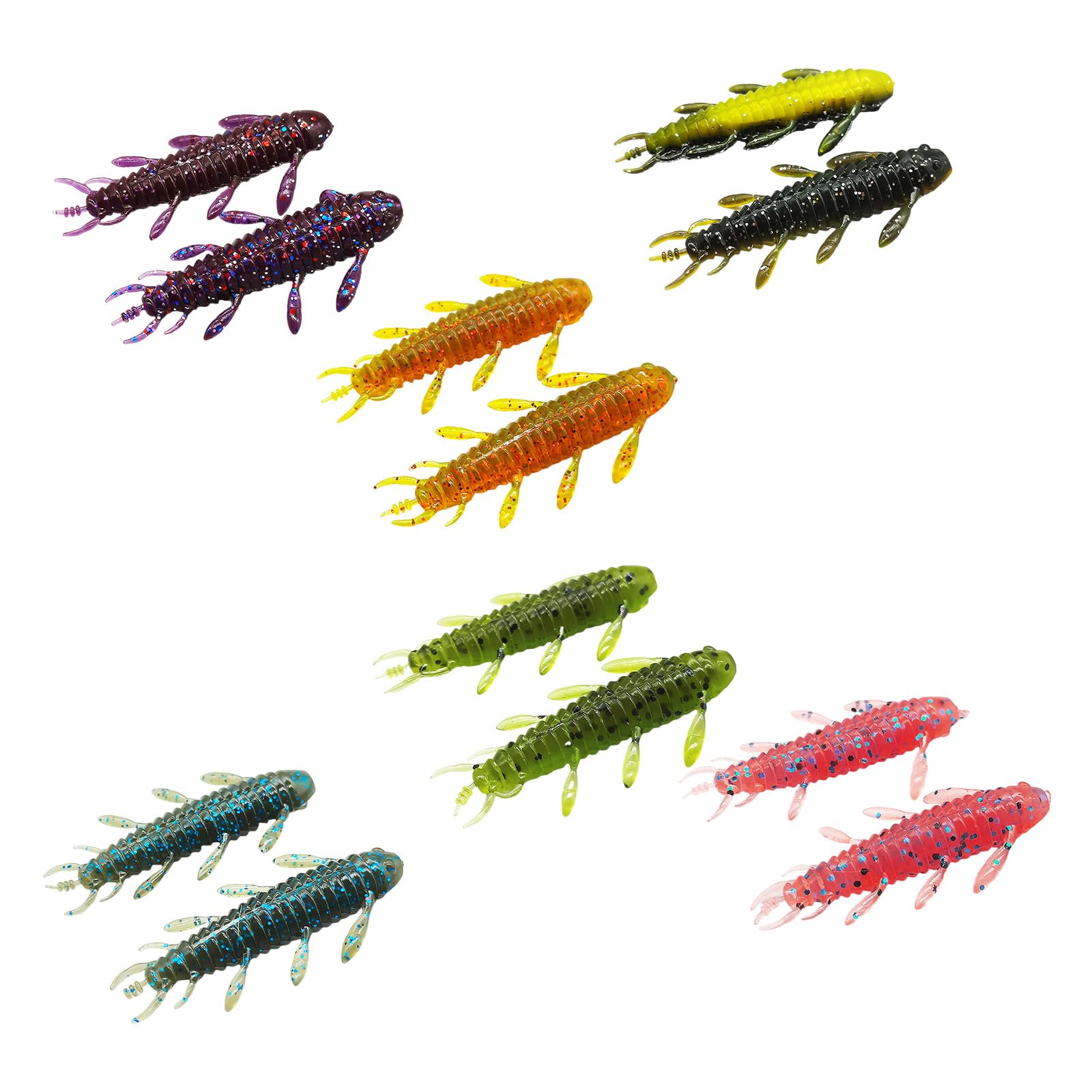 Cebos de pesca, 8 piezas/Set Suave loco Plataformas cebo Plásticos señuelos de pesca gusanos de seda señuelos de pesca gusanos de seda Cortos cebos artificiales nadadores