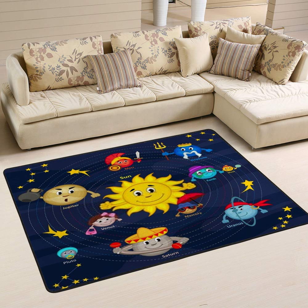 Tapis de surface moderne Système Solaire en tissu polyester noble et doux Couleur 1