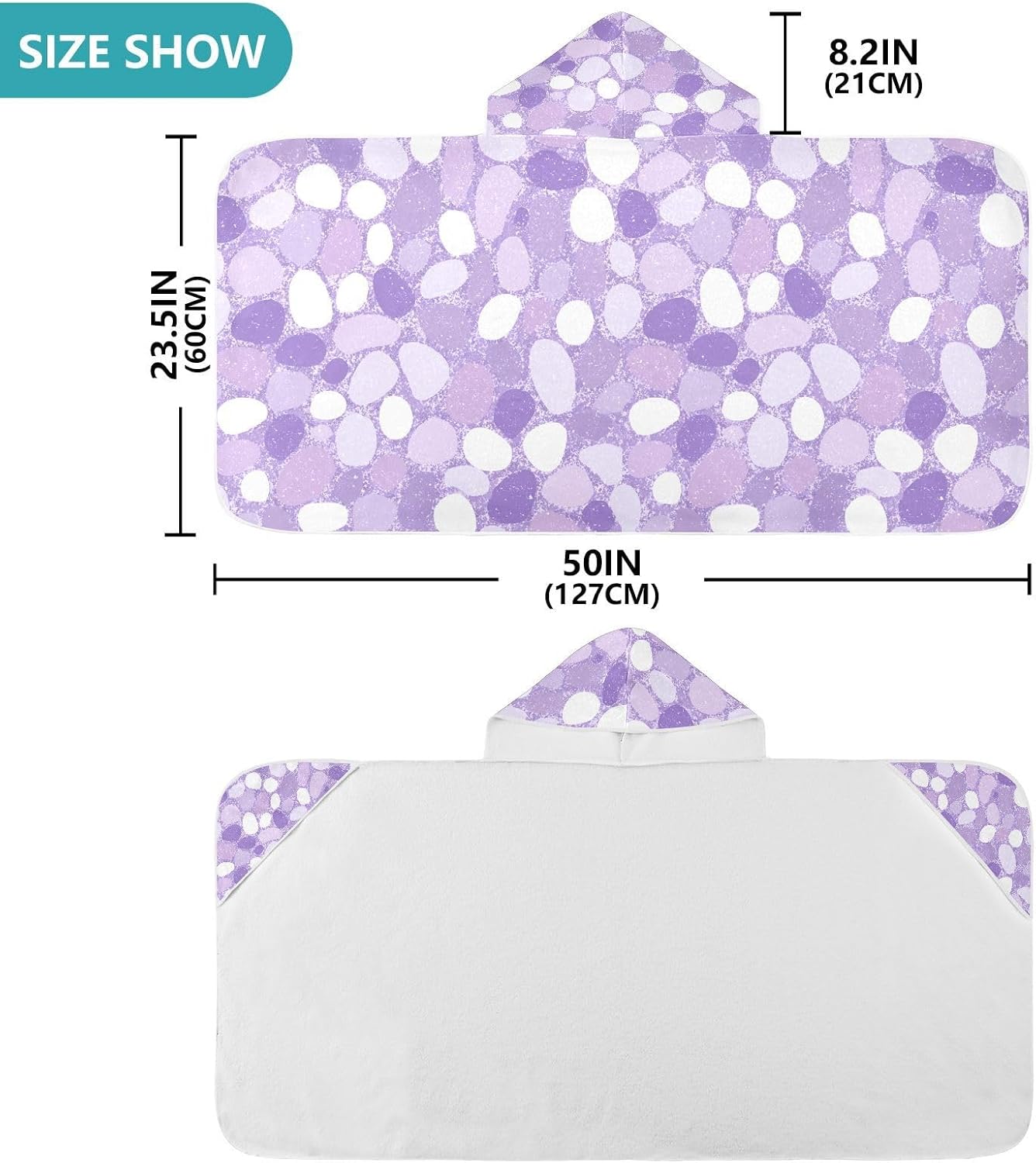 Bath Towels with Hood Ghothic Pebbles Sequin Pastel Purple Hooded Towels for Boys Soft