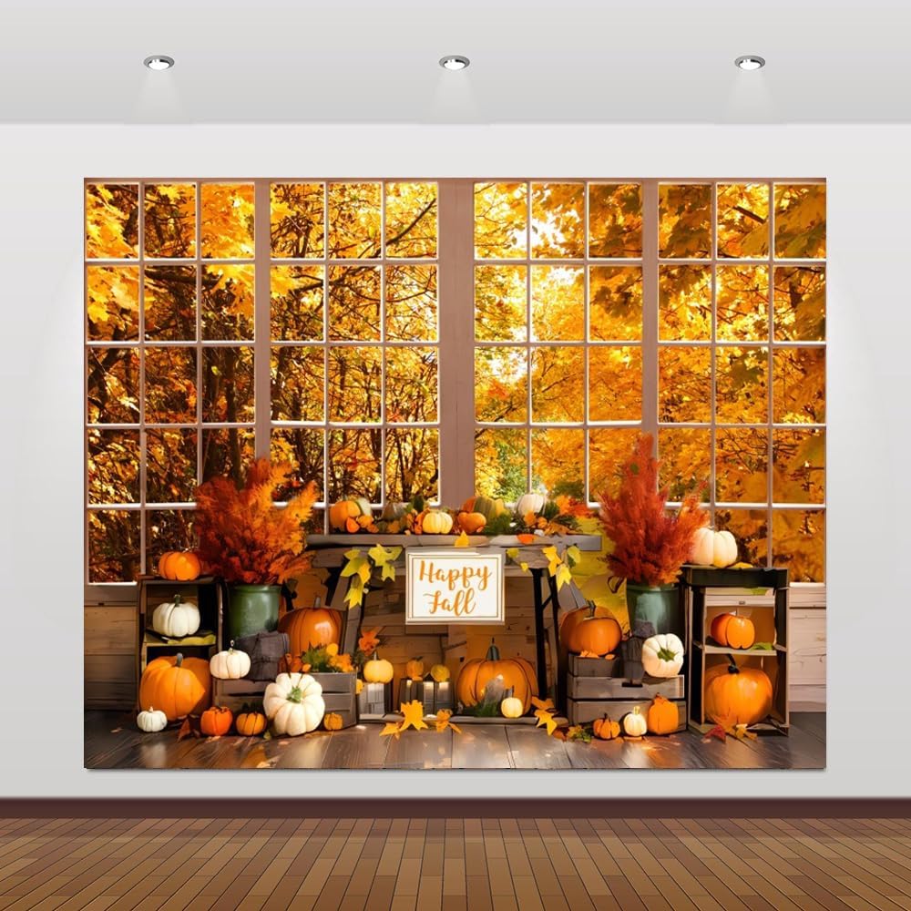 Amazon.com : Happy Fall Forest Window Backdrop Photography 10x8ft ...