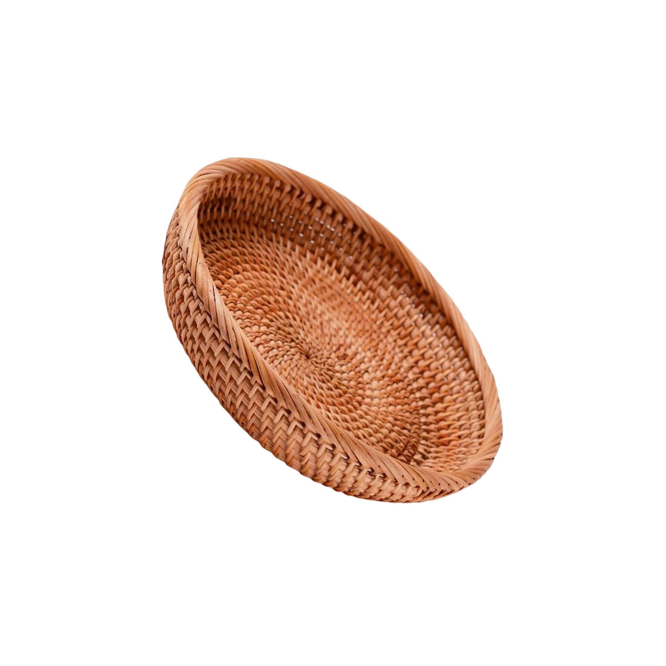 QIXCXAZ Multifunctional Round Basket Beautifully Handcrafted For Holding Fruits Snacks Bread And Wallets Organic Look Handwoven Storage Basket Tabletop, M