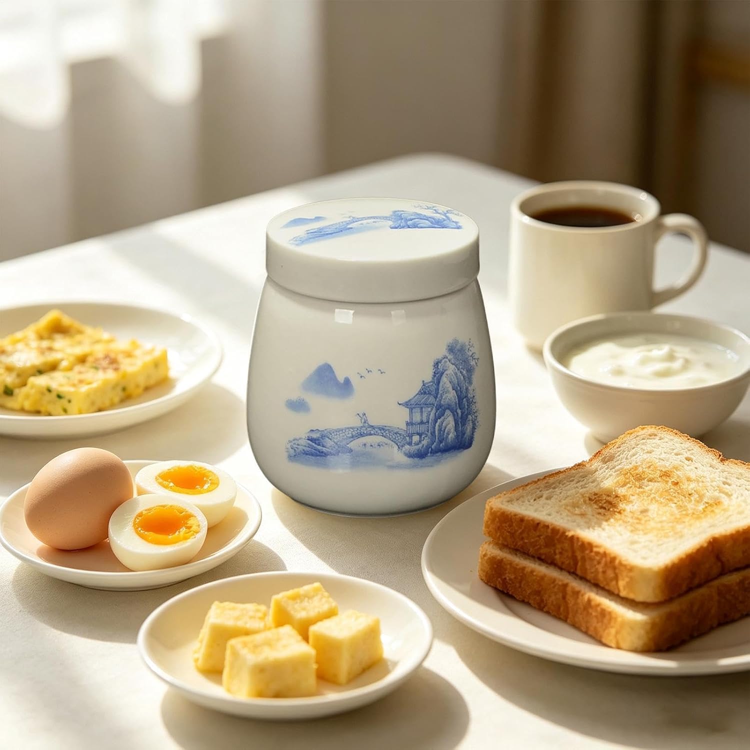 Vintage Ceramic Egg Coddler, 220ml Aesthetic Egg Poacher Cup, 7.8cm