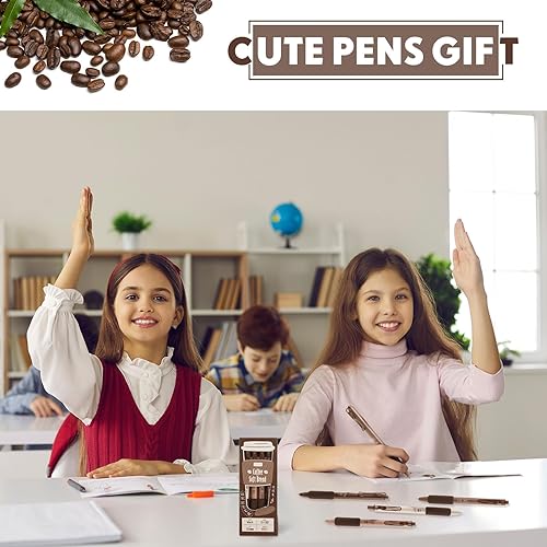 Miniatura 6 de 12 bolígrafos retráctiles de tinta de secado rápido, cómodos bolígrafos de café de escritura de 0.020 in de punta fina, tinta negra, bolígrafos