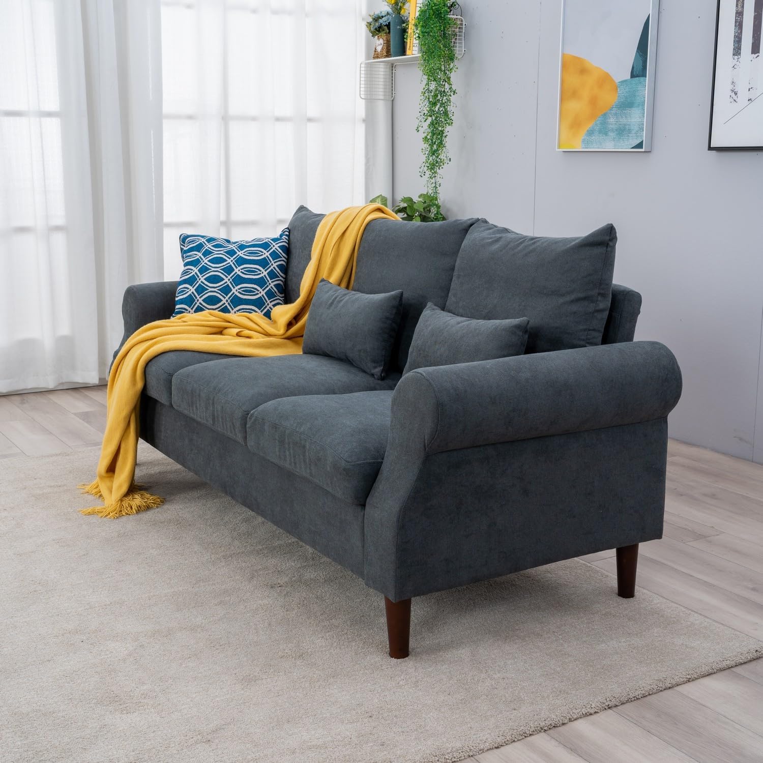 Panana Modern Loveseat Sofas for Living Room, Fabric Couch with Solid Wood, Metal, Removable Cover, Small Sofas Couches for Small Spaces,Easy to Install