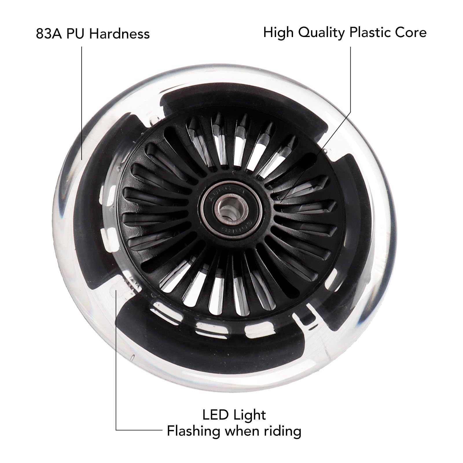 Paquete de 4 ruedas iluminadas para patinete de 120 mm y 80 mm, rueda de repuesto con luces LED blancas para patinete Micro Mini Maxi Lascoota de 3 ruedas (negro)