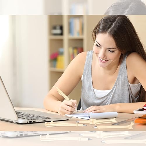 Miniatura 6 de Bolígrafos de hueso de Halloween novedosos con forma de hueso, bolígrafos de tinta negra de 0.039 in, bolígrafo de esqueleto, bolígrafos creativos