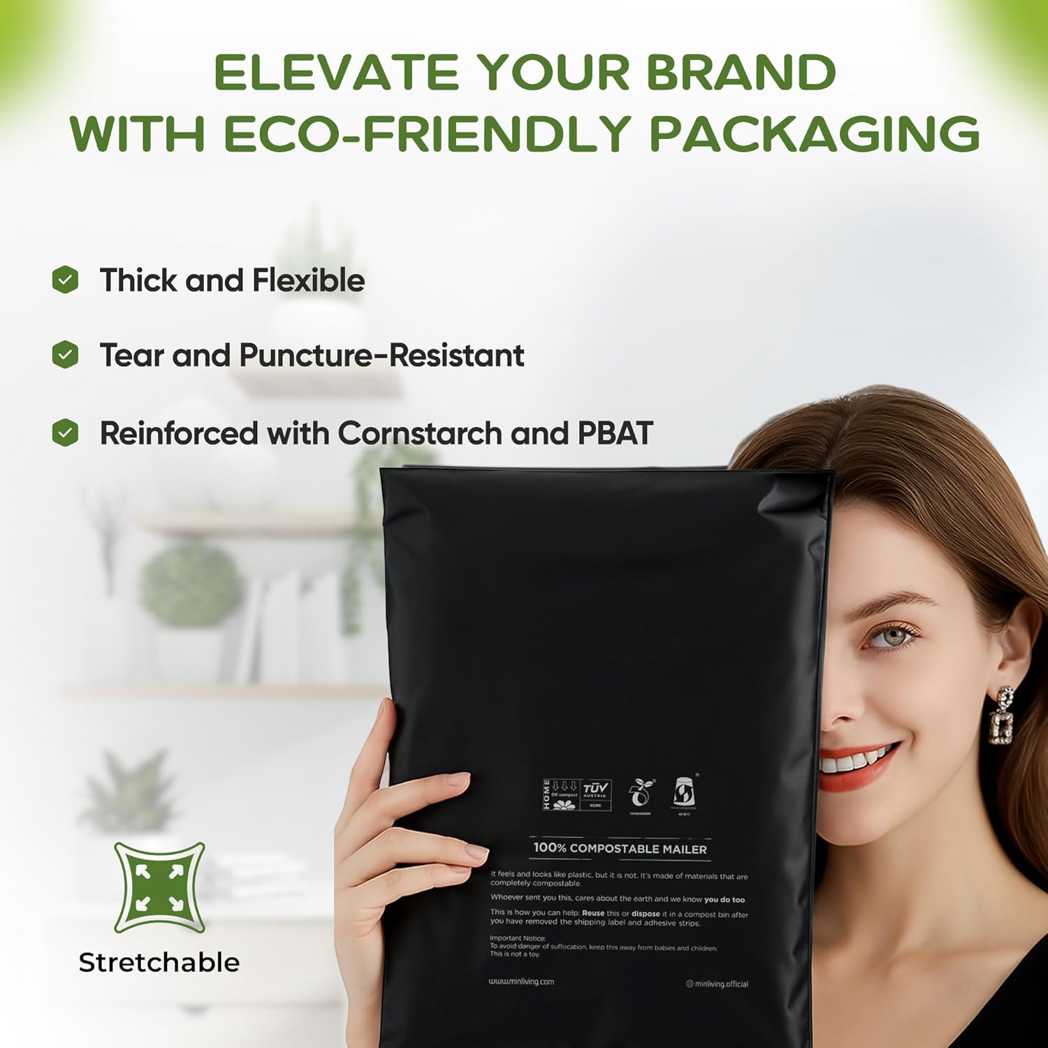 Reusable Double-Sealed Mailing Bags - Multi-Size Mailers (20 Pack 6x9, 20 Pack 10x13, 20 Pack 14.9x19), Plant-Based Packaging Envelopes With Adhesive Seal - 60 Pack Starter Set