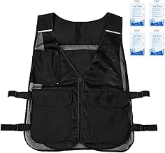 Gilet rafraîchissant 23, 6'' x 19, 3'' avec épaulettes, gilet rafraîchissant en maille fine avec poche à glace pour le travail en extérieur, la pêche, la course à pied, le cyclisme, le jardinage, l