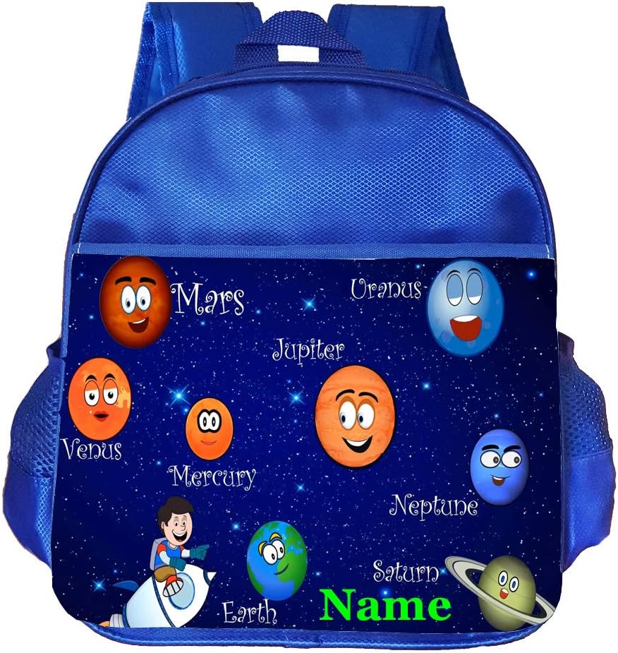 Space Planets Solar System Personalised Customised Kids Toddlers Nursery School Bag Backpack Blue
