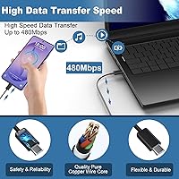 Vista 4 de Cargador rápido USB C de 45 W, cargador súper rápido de 45 vatios tipo C con cable de carga rápida Android de 6.6 pies para Samsung Galaxy S26