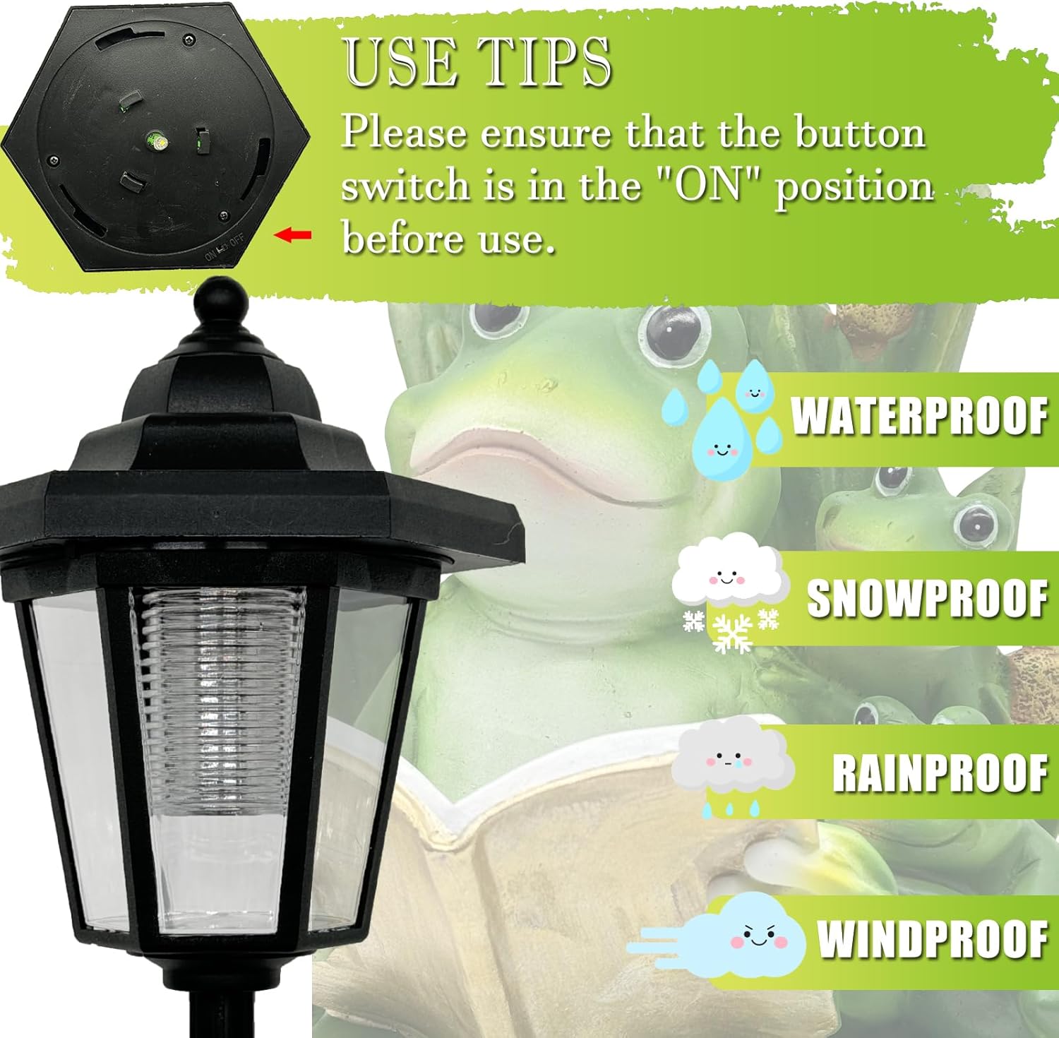 Solar Frog Garden Statue for Outdoor Decor with Lantern - Lawn Decoration 16“ Tall Frog Figurine Lights for Patio, Yard, Porch Ornament - Valentine's Day Gifts for Mom, Grandma, Women - Image 4