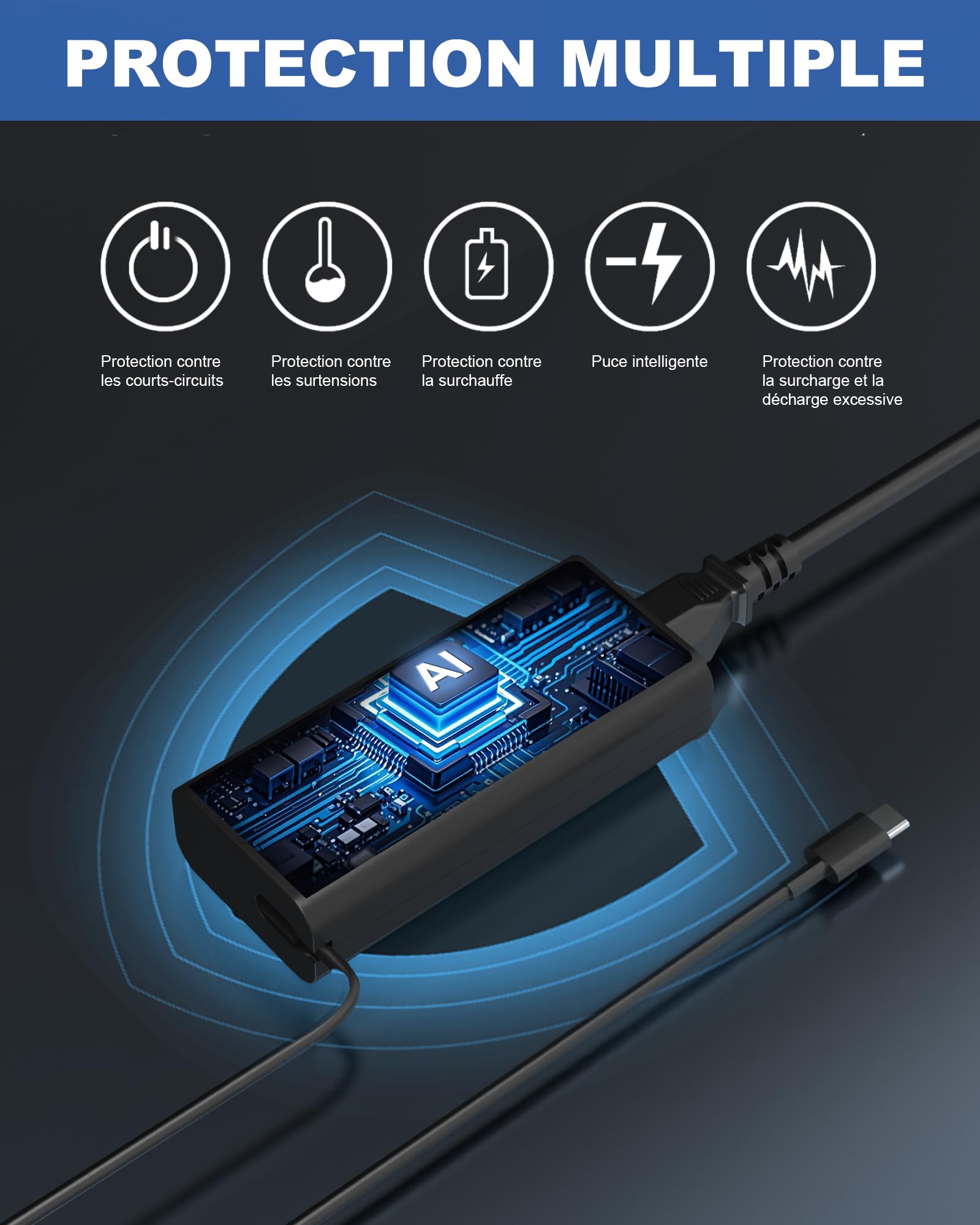 Chargeur 65W USB C pour Dell Pro 16 14 13 Plus Latitude 5420 5430 E5440 5550 5530 5450 5540 5520 7420 7440 5400 3550 3450 XPS 13 Chromebook 3100 Type C Computer Chargeur