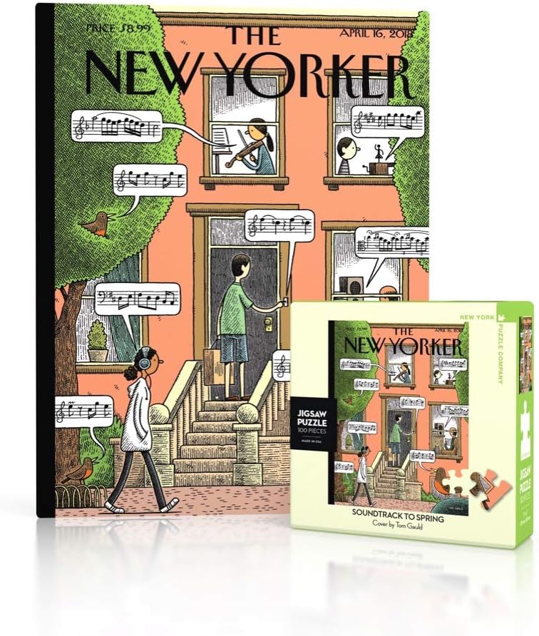 New York Puzzle Company - New Yorker Soundtrack to Spring Mini - 100 Piece Jigsaw Puzzle for Adults by Tom Gauld