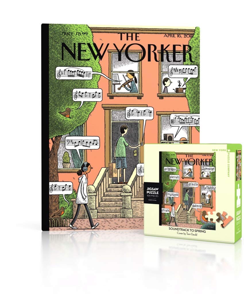 New Yorker Soundtrack to Spring Mini - 100 Piece Jigsaw Puzzle for Adults by Tom Gauld