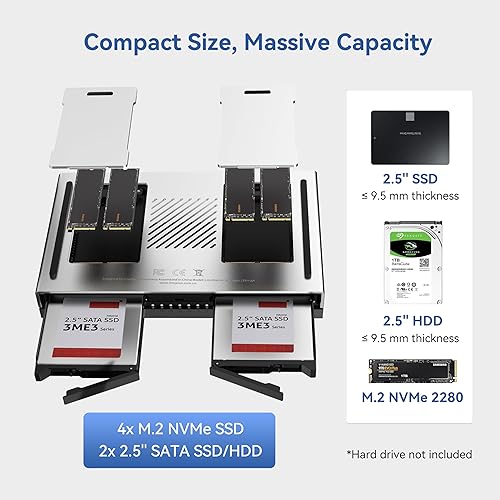 Miniatura 9 de Almacenamiento NAS LincStation N2 de 6 bahías, procesador Intel N100 de 4 núcleos, 10GbE, 16 GB LPDDR5 RAM, 128 G eMMC, disco duro SATA 2x2.5 +