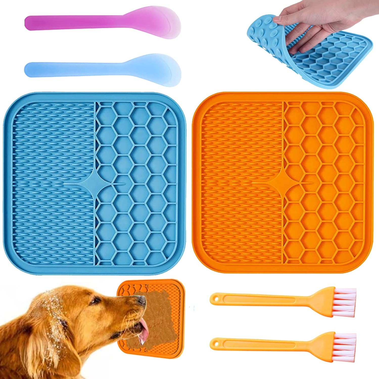 VEGCOO Dog Paste For Lick Mat, Dog Feeding Mat, 2 Pcs Lick Mats For