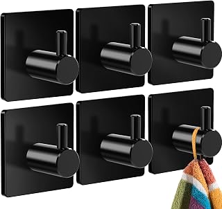 Set mit 6 Handtuchhalter ohne Bohren, Klassisch, Fb. Schwarz
