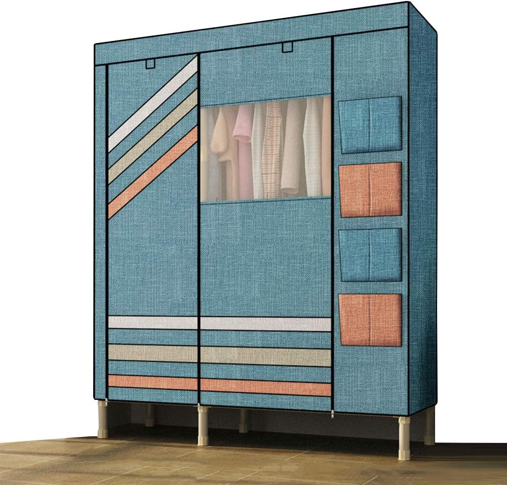 Portable Clothes Closet Wardrobe, Waterproof Steel Pipe Clothes Closet with Zipper Wardrobe Storage Extra Strong & Durable Wardrobe Fabric Cabinet,Style 1_130x50x190cm/51x19x74in