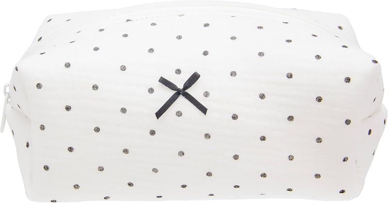 Cozy Makeup Bag for Women,Zipper Cosmetic Pouch,Gauze Polka Dot | Soft Cosmetic Organizer for Makeup,Skincare,Toiletries,Daily Beauty Essentials,Purse,On-the-Go,Bridesmaid Gifts