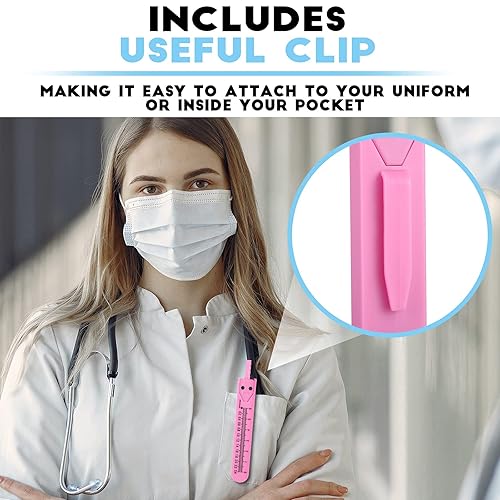 Miniatura 5 de Calibrador de electrocardiograma, herramienta de medición con regla, divisor de dibujo para enfermería (azul, rosa, 2 piezas) Azul, rosado,Negro