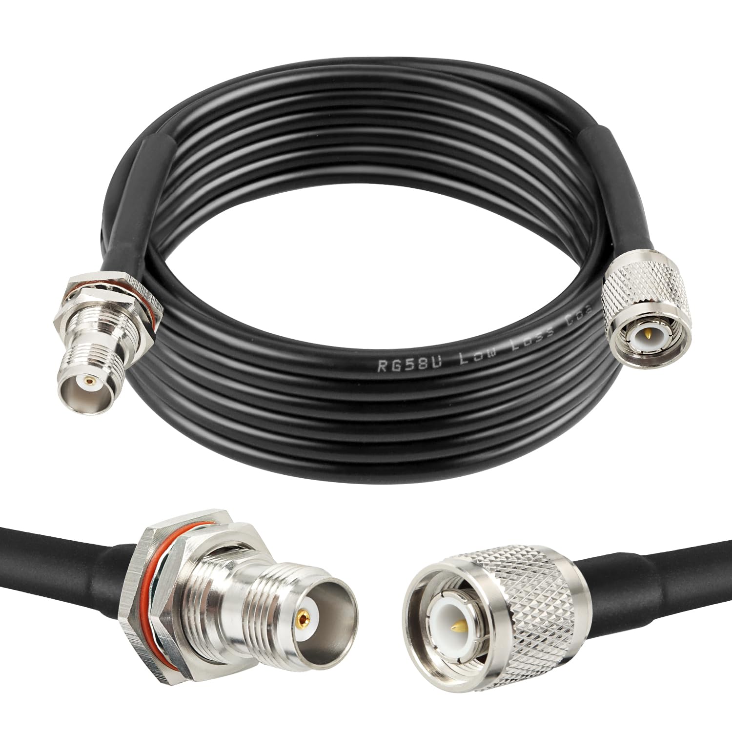 MOOKEERF RG58 TNC Cable 15FT,Low Loss TNC Male to Female Bulkhead Mount Coax Jumper Cable 50 ohm for Radio Scanner,CB Radio,Wi-Fi Radios,GPS Antenna,