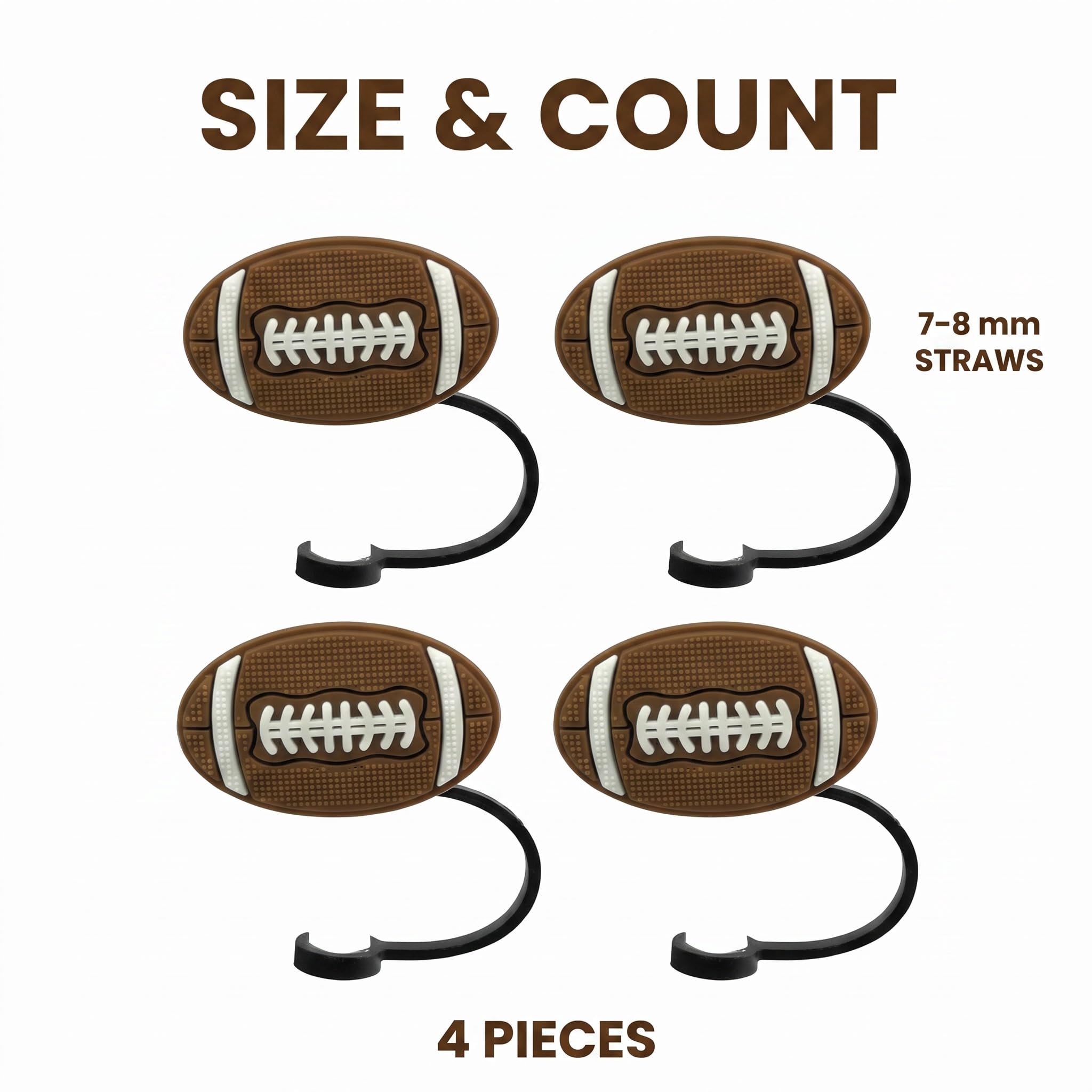 Reusable Straw Covers - Cute Rugby Silicone Caps -9
