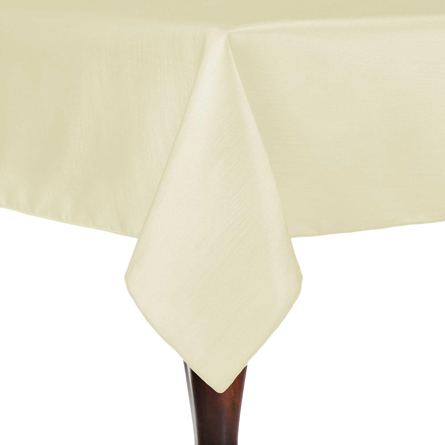 Ultimate Textile -5 Pack- Reversible Shantung Satin - Majestic 48 x 72-Inch Rectangular Tablecloth, Ivory Cream