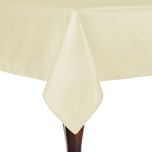 ULTIMATE TEXTILE Majestic - Mantel cuadrado reversible Shantung Satin (84 x 84 pulgadas), color marfil crema