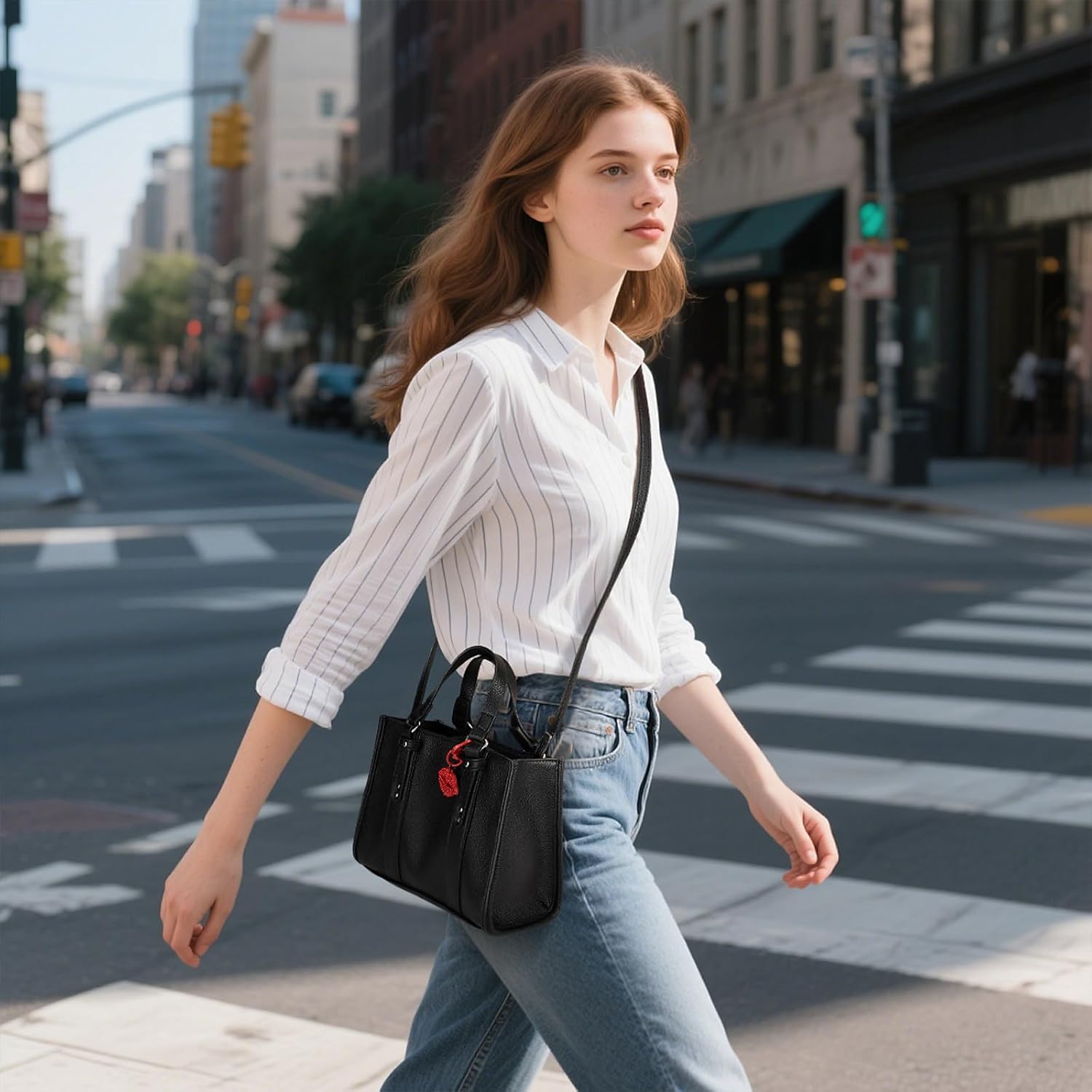 Small Women Satchel Handbag Crossbody Bags For Women Double Handle PU Leather - Image 3