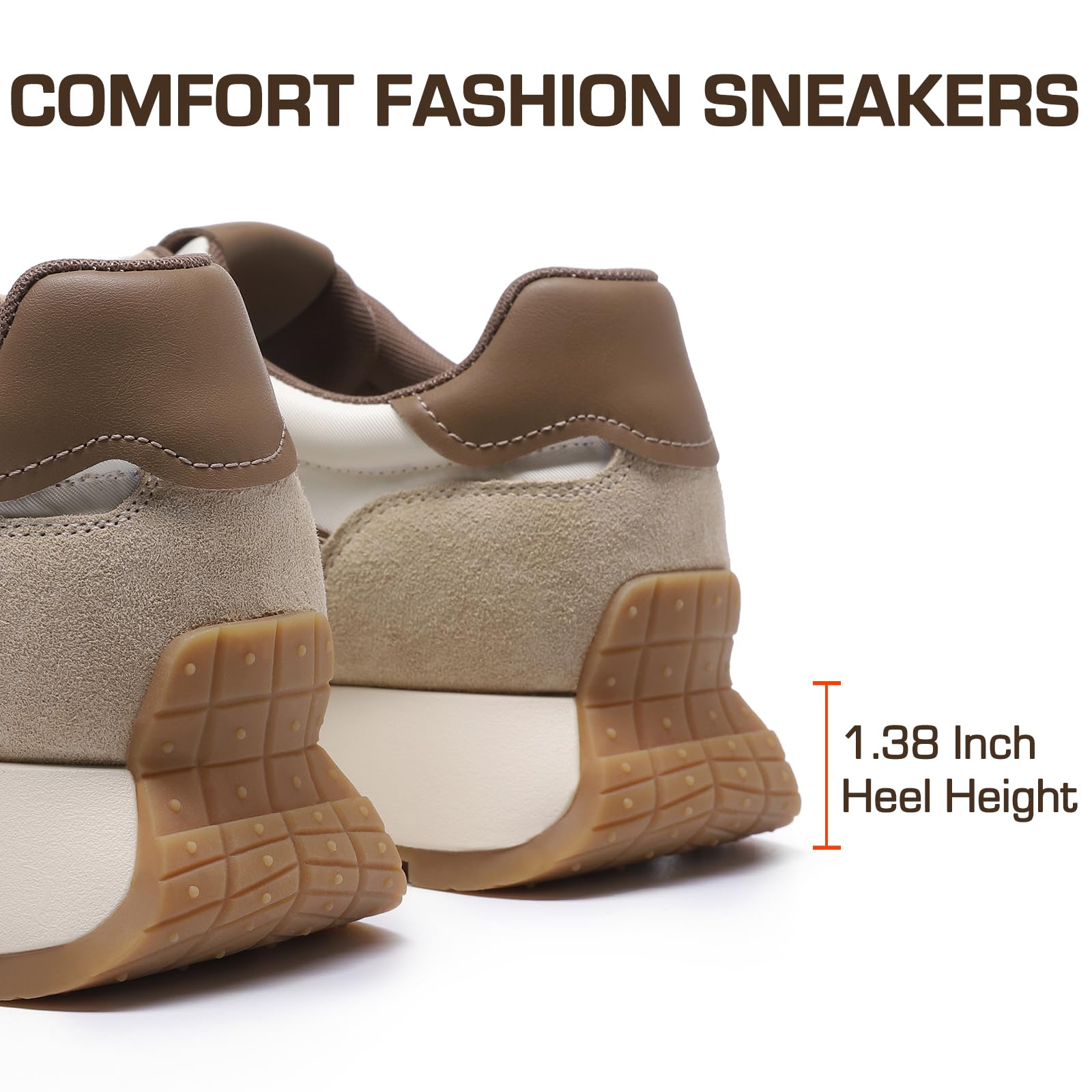 somiliss Platform Fashion Sneakers for Women Suede Patchwork Casual Tennis Shoes Comfortable Non Slip Running Walking Shoes: 10 Beige