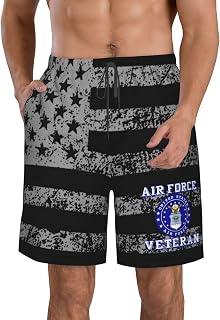 United States Air Force Veteran Men's Swim Trunks Quick Dry Beach Shorts with Pockets Mesh Lining