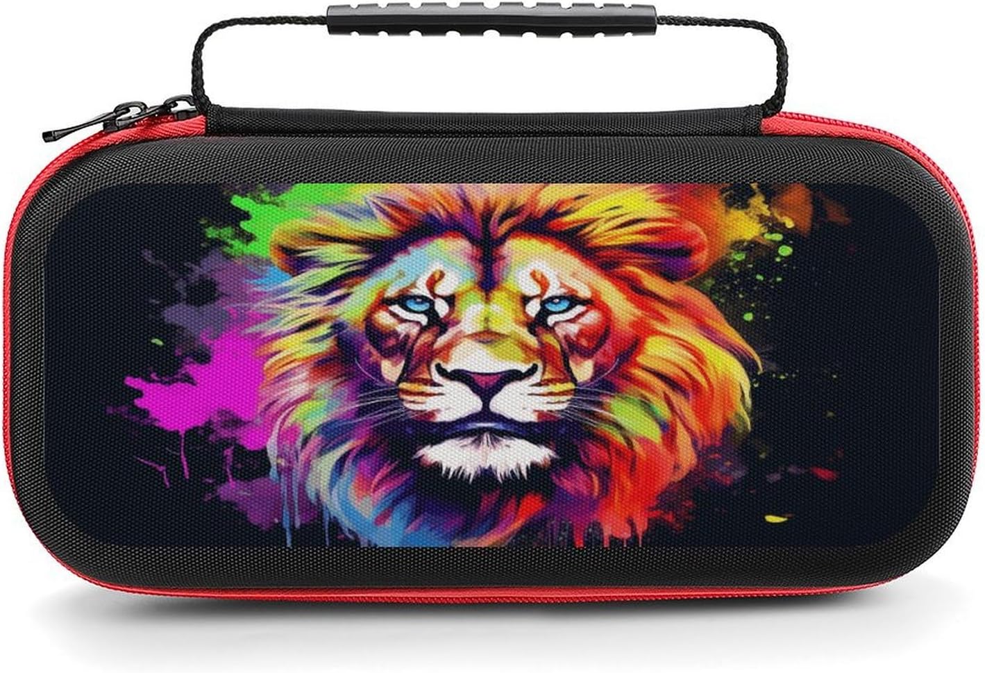 Switch Carrying Case Painting Lion Switch Game Case with 20 Games Cartridges Hard Shell Travel Protection Storage Case for Console & Accessories