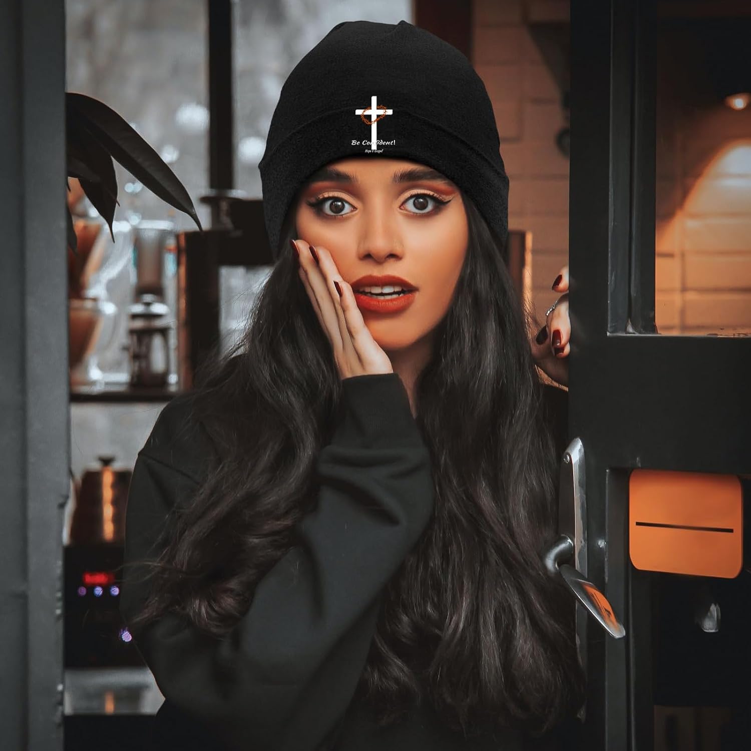 Black Beanie for Men Skull Finger Beanie Hat Mens Knitted Winter Hat for Men Women Chemo Beanies - Image 5