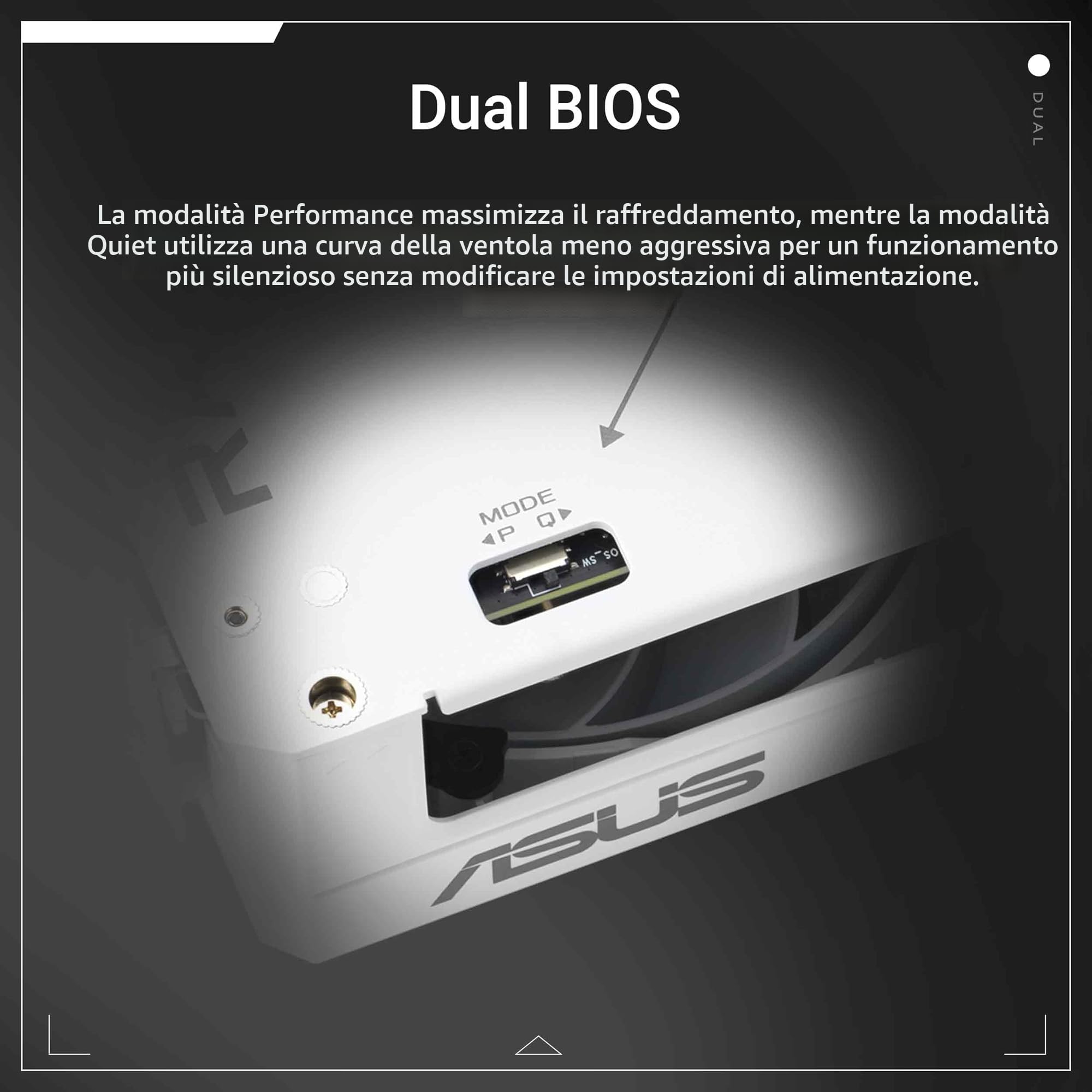 ASUS Dual AMD Radeon RX 9060 XT, Scheda Grafica 16G GDDR6, 128 Bit, PCIe 5.0, 1 HDMI 2.1, 2 DisplayPort 2.1, Ventole Axial-Tech, Tecnologia 0db, GPU Tweak III, Bianco, DUAL-RX9060XT-16G-WHITE