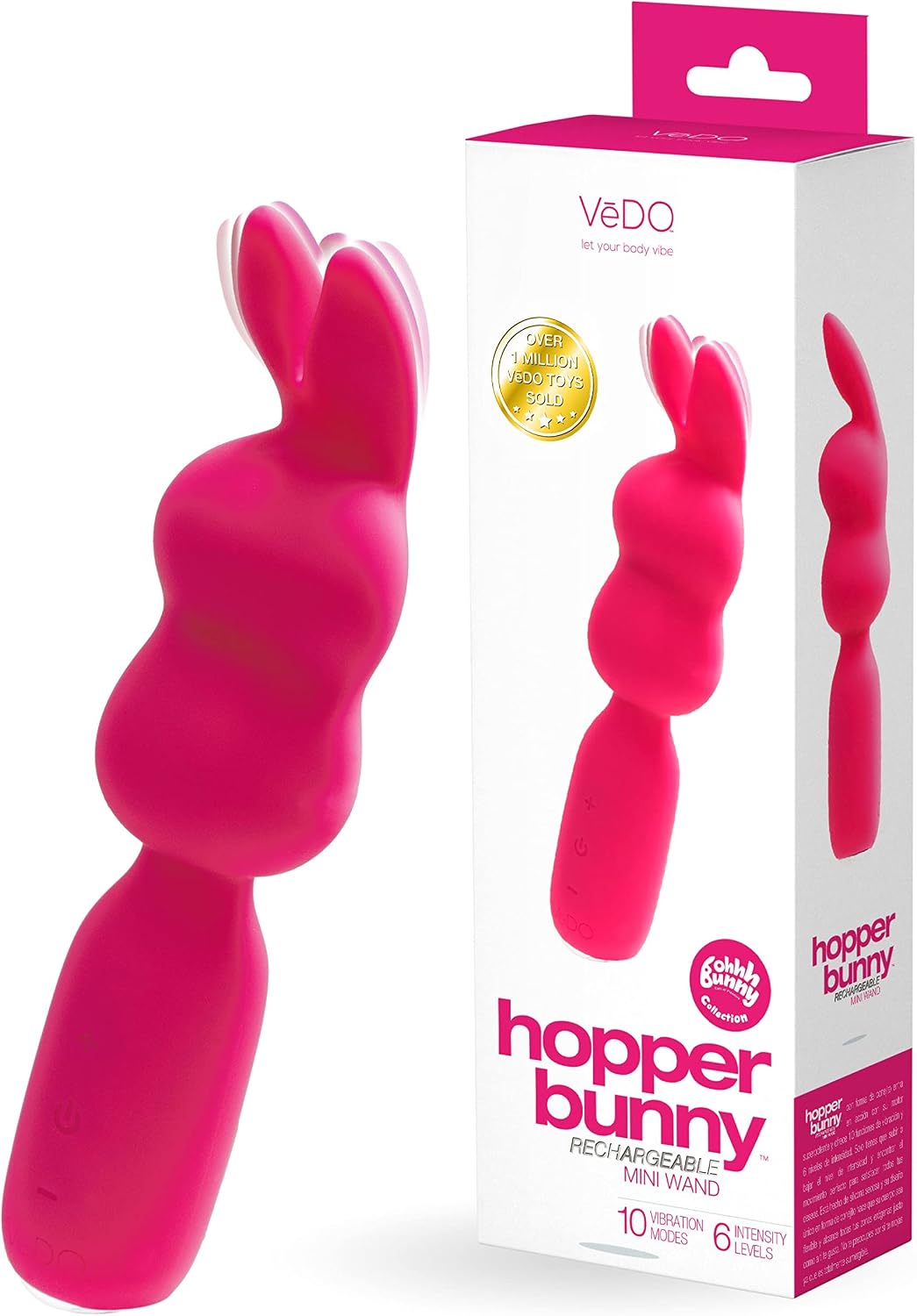 VeDO Hopper Bunny Vibrator, Clitoral Vibrating Massage Wand, Rechargeable 10 Function Bullet, Ultra Powerful Waterproof Adult Sex Toy Vibe (Pink)