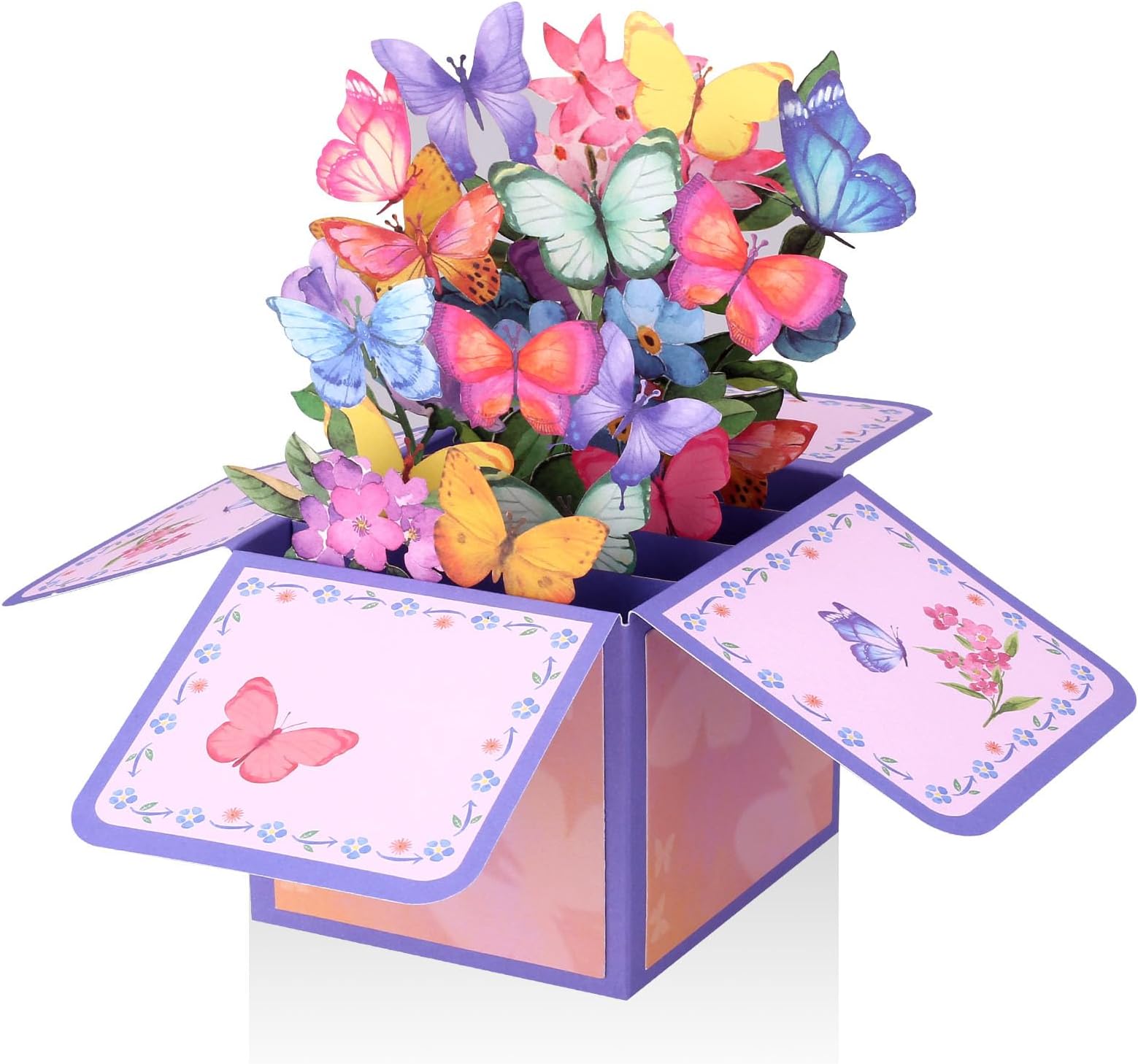 Prasacco Butterfly Pop Up Anniversary Card for Women, Pop Up Greeting Card Butterfly Box Explosion Gift Box 3D Birthday Greeting Card with Note Card and Envelope for Boy Girl Brother Daughter