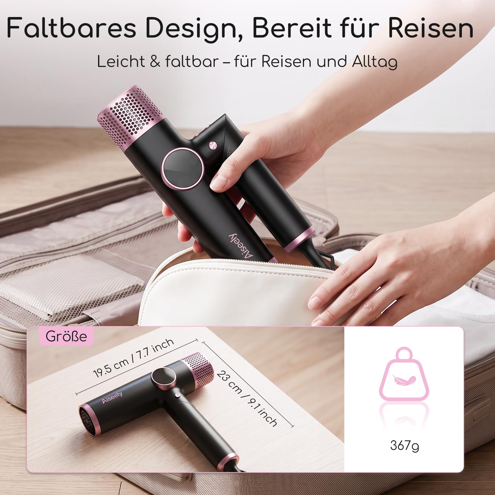 AISEELY Ionen Haartrockner 1800W, Föhn echte 110.000 U/min Schnelltrockner